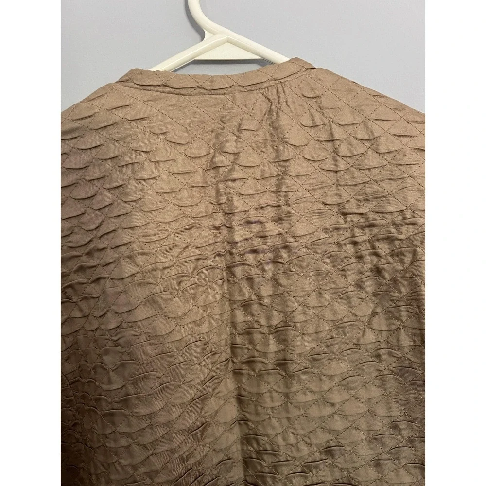 Laura Ashley Jacket Womens Medium Tan Quilted Silk Blend Textured‎ Dressy Blazer